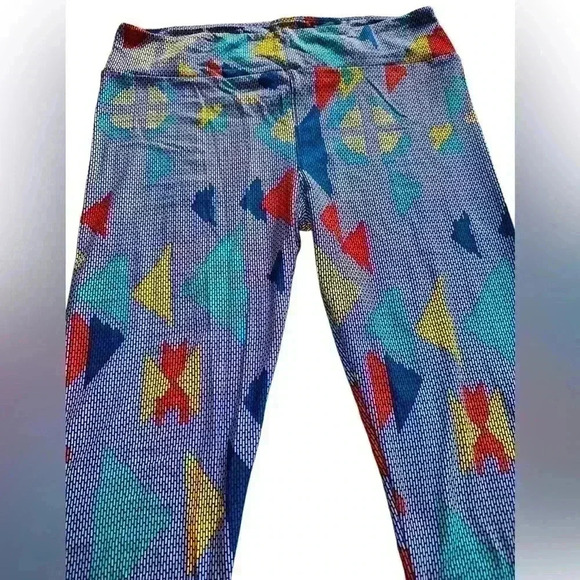 Lularoe TC blue geometric leggings . NWOT. Hashtag pattern over geometric. - Picture 1 of 8